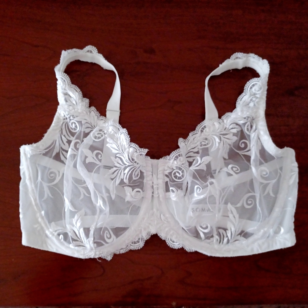 Soma Sensuous Lace White Sheer Underwire Bra